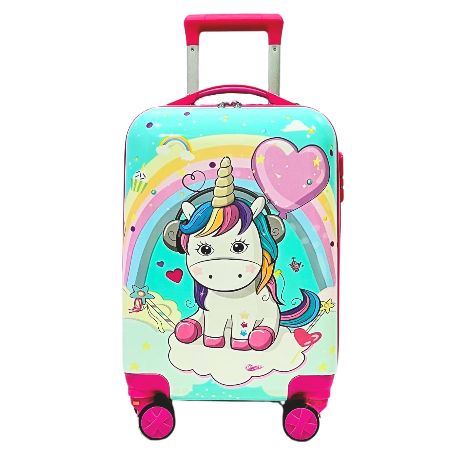 JUNIOR JOE Plastic 20Inch Kids Hardsided Suitcase With 360 Degree Rotating Wheels Travel Trolley Bag (Turquoise)
