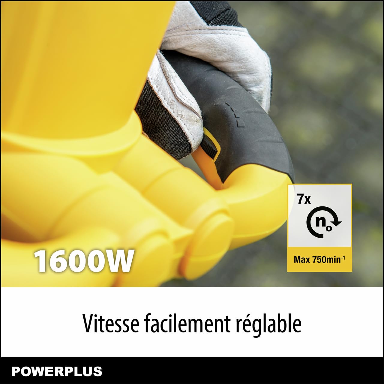 Powerplus Mélangeur à beton et peinture POWX0842-1600W, Vitesse de rotation 180 min-1-460 min-1