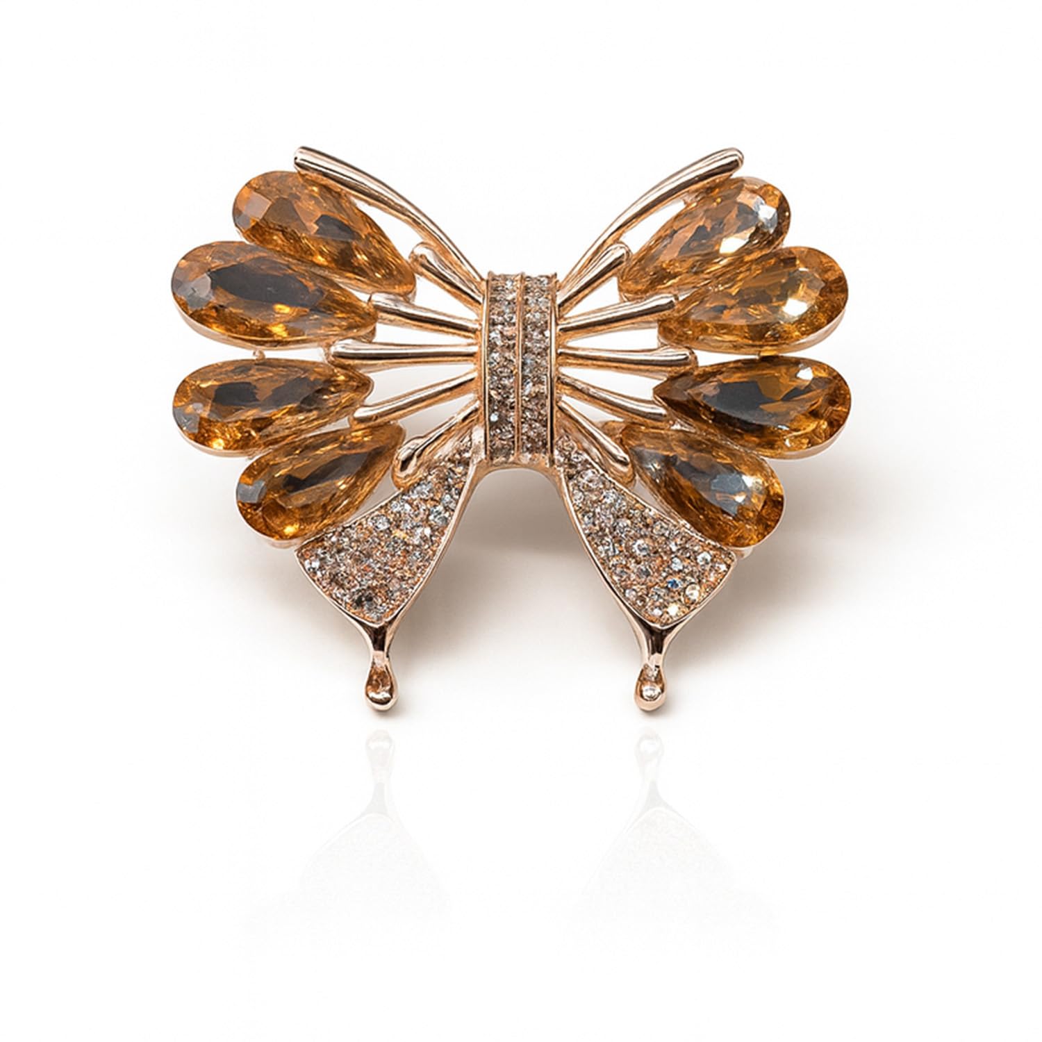 syga Women Elegant Crystal Butterfly Brooch – Gold-Tone Designer Pin with Sparkling Rhinestones for Sarees, Blazers &-picture-25