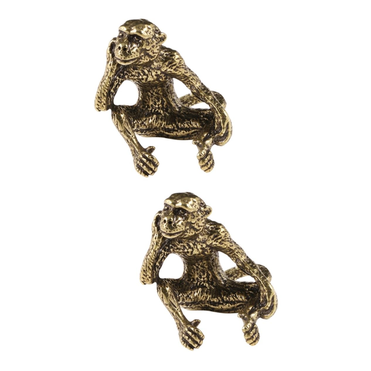 ibasenice 2stücke Vintage Mini Monkey Statue Messing Lifelike Tierfigur Für Schreibtischdekoration Kreative Retro Affenskulptur Perfektes Für Und Sammler