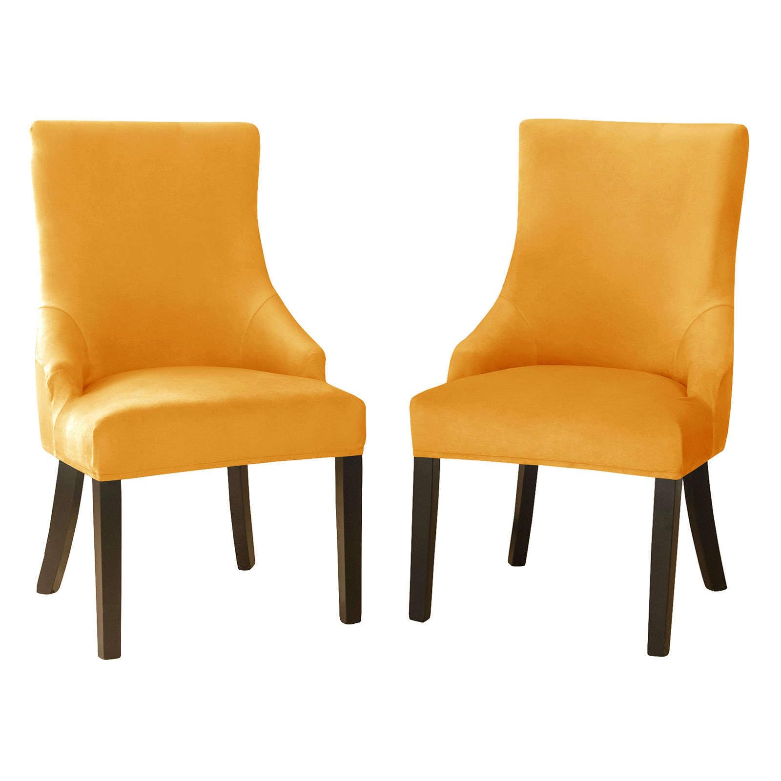 JHLD Velvet wingback side chair slipcover, armless wingback chair cover Stretch Soft sloping Armchair Covers Removable Washable for Dining Room Banquet-gold-2 Piece — image 1