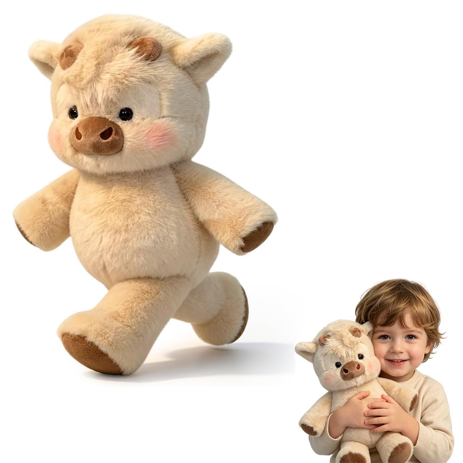 45cm Peluche Che Corre, Mucca Che Peluche, Running, Vitello Che Morbido Giocattolo, Cinghiale Che Corre Vitello per Ragazzi e Ragazze