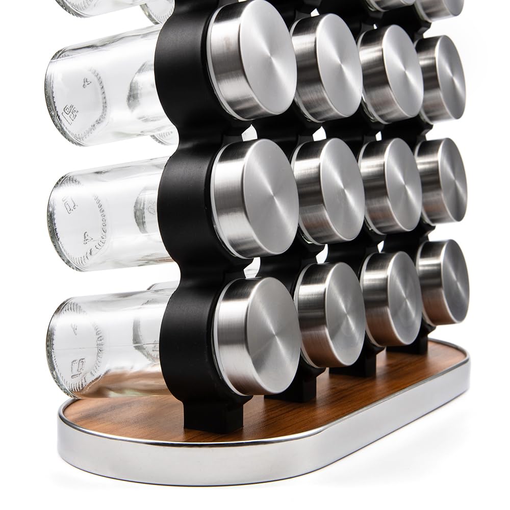 Estante para Especias, 20 Tarros de Vidrio para Organizar y Almacenar Especias con Mango para Cocina Despensa Organizador de Condimentos