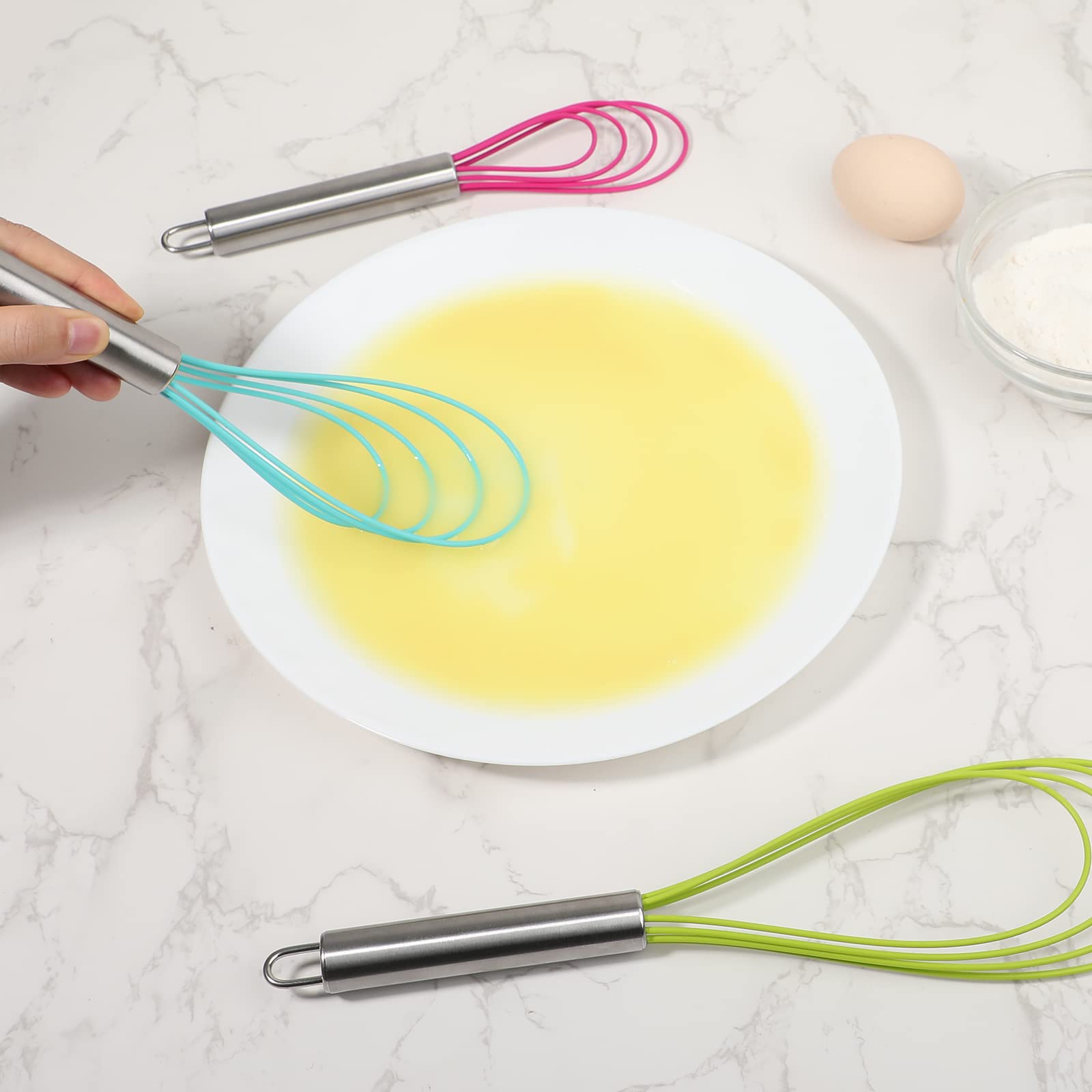 3 Stuks Premium Kleurrijke Keuken Mini Siliconen Garde - Mini Garde Set Eierklopper Voor Roeren Koken