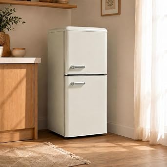 Retro Small Refrigerator, Living Alone, No Defrost Required, Refrigerator, Mini, For Daily Use, Refrigerator, Beige