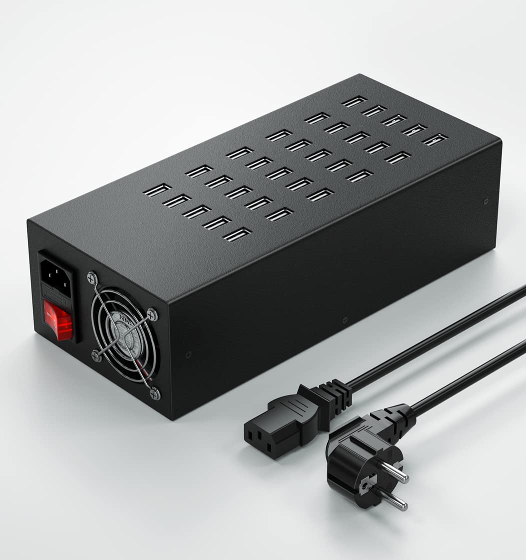Stacja ładująca do wielu urządzeń, 30-portowa stacja ładująca USB 300W/60A, koncentrator ładowania USB 30 w 1, wiele stacji ładujących USB do iPhone'a, iPada, Samsung, tabletów