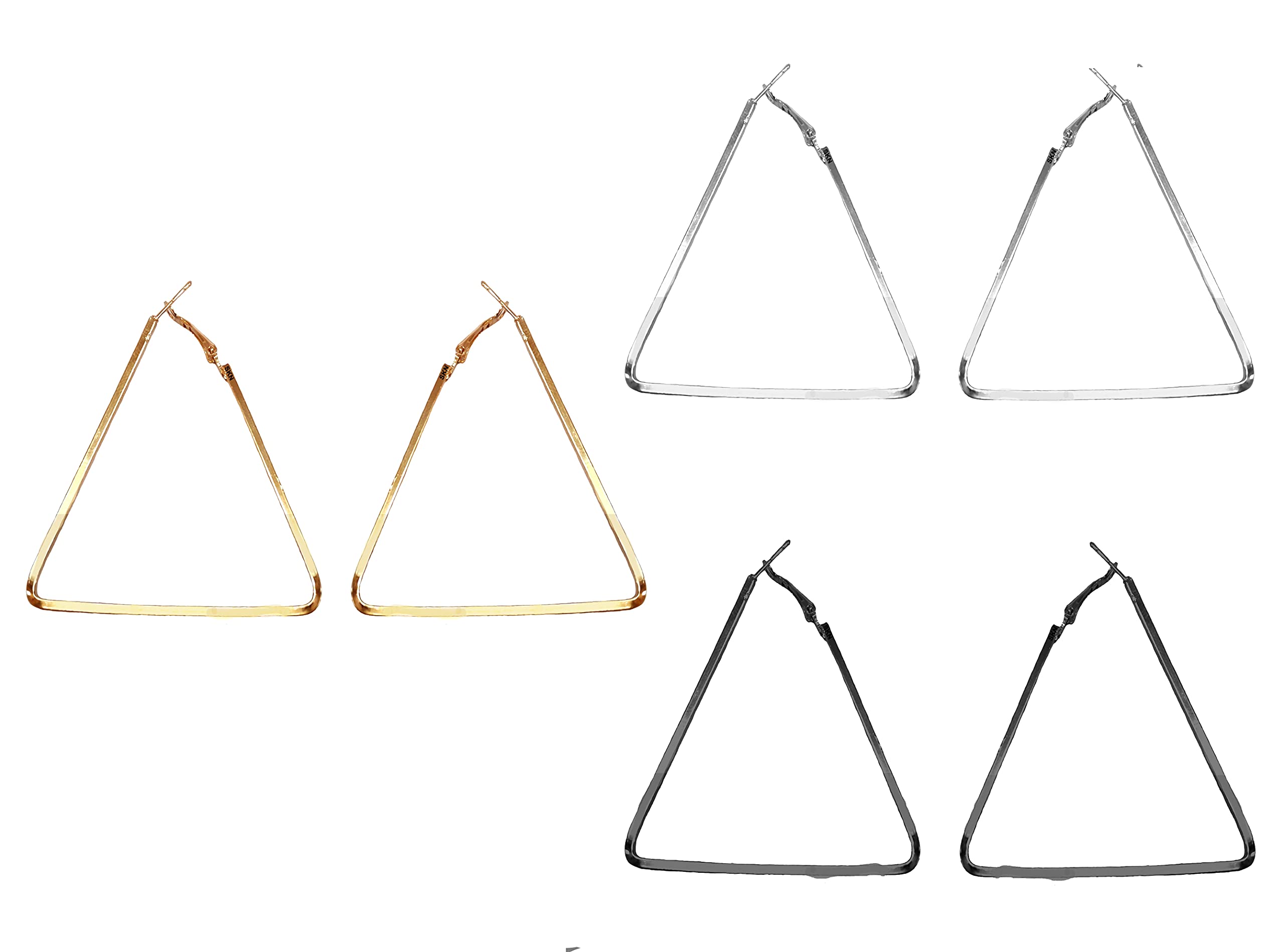 SKN Jewellery Big Alloy Triangle Hoop Ear Bali Earrings for Women & Girls (Combo) (B09BL3RPW6) Amazon Price History, Amazon Price Tracker