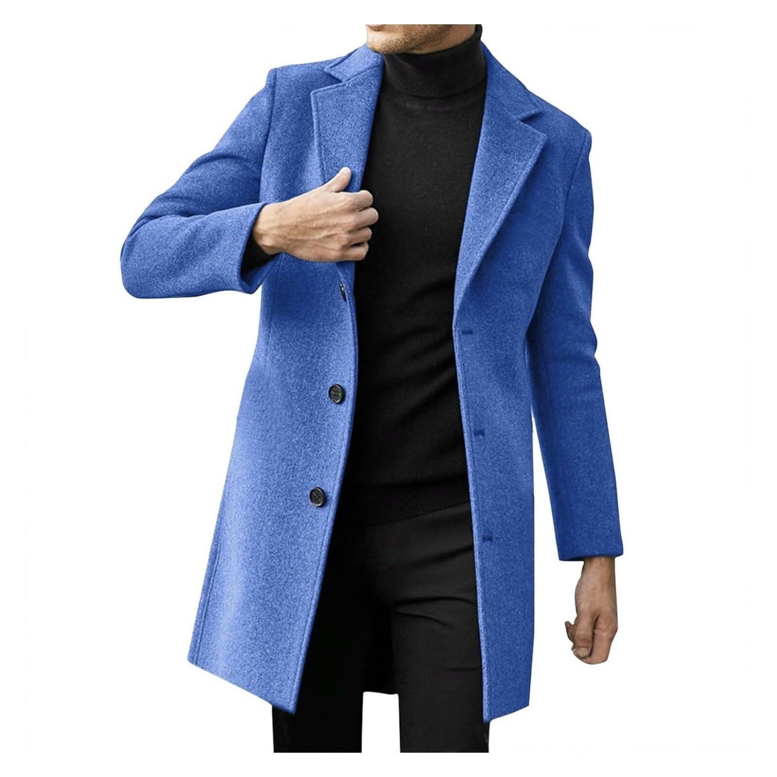 SIYAN Mantel Herren Wollmantel Elegant Wintermantel Trenchcoat Slim Fit Herren-Mäntel Mit Taschen Herrenmantel Winterjacke Winddicht Oberbekleidung Freizeit Übergangsmantel,M - 4XL(Blue,M)