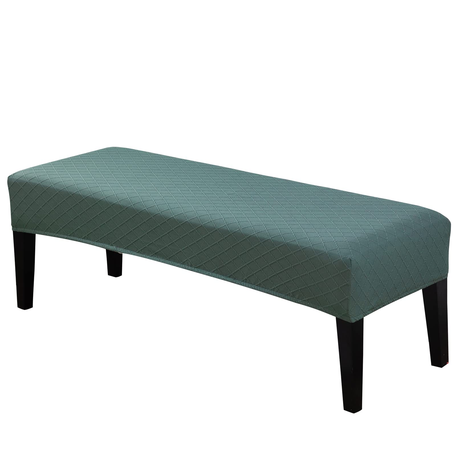 Bench Covers | Washable Bench Slipcovers Rectangle for Dining Room with Bottom Elastic | Stretch Furniture Protector Cover for Living Room, Kitchen, Bedroom, Piano (Plaid-Matcha Green)