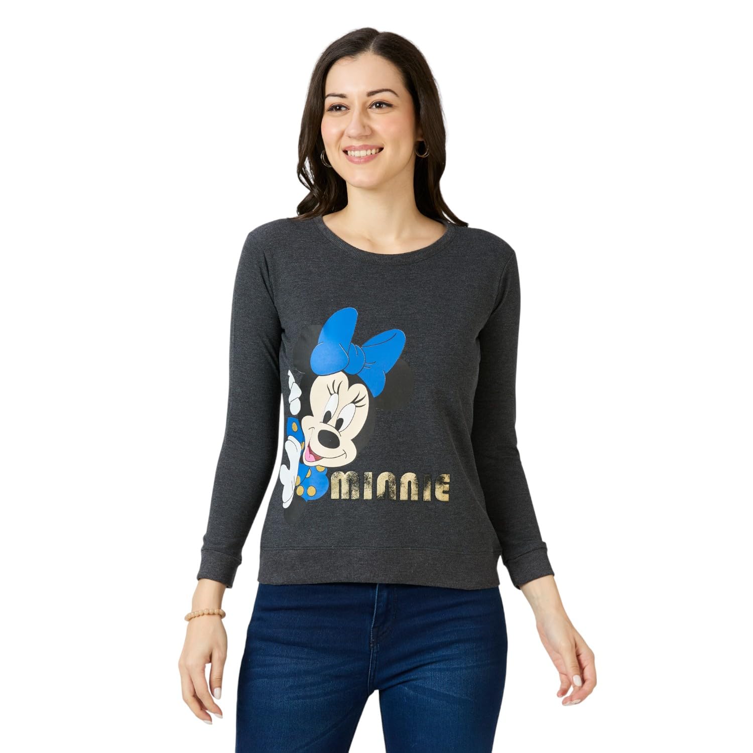 autumn hues Women’s Grey Minnie Mouse Printed Sweatshirt-picture-28