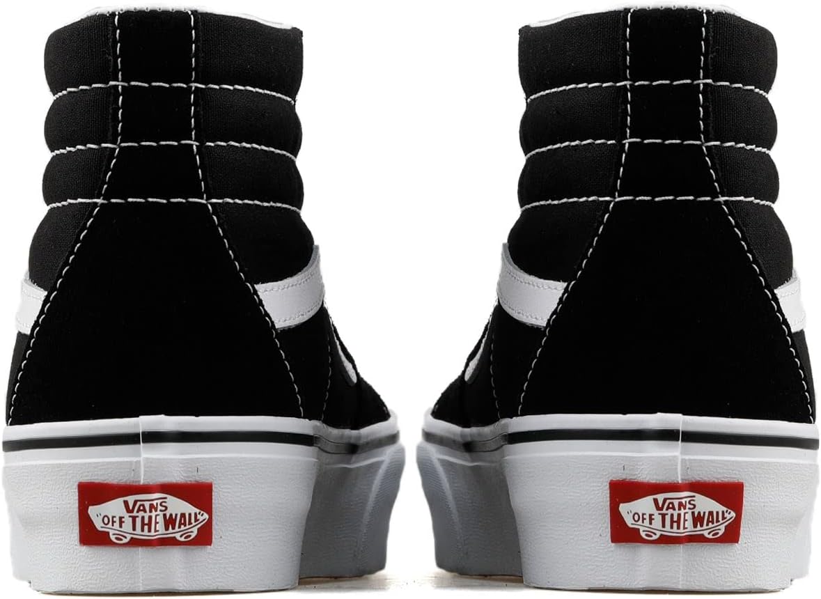 VANS Sk8-Hi Unisex Casual High-Top Skate Shoes, Comfortable and Durable in Signature Waffle Rubber Sole 5 Black/White
