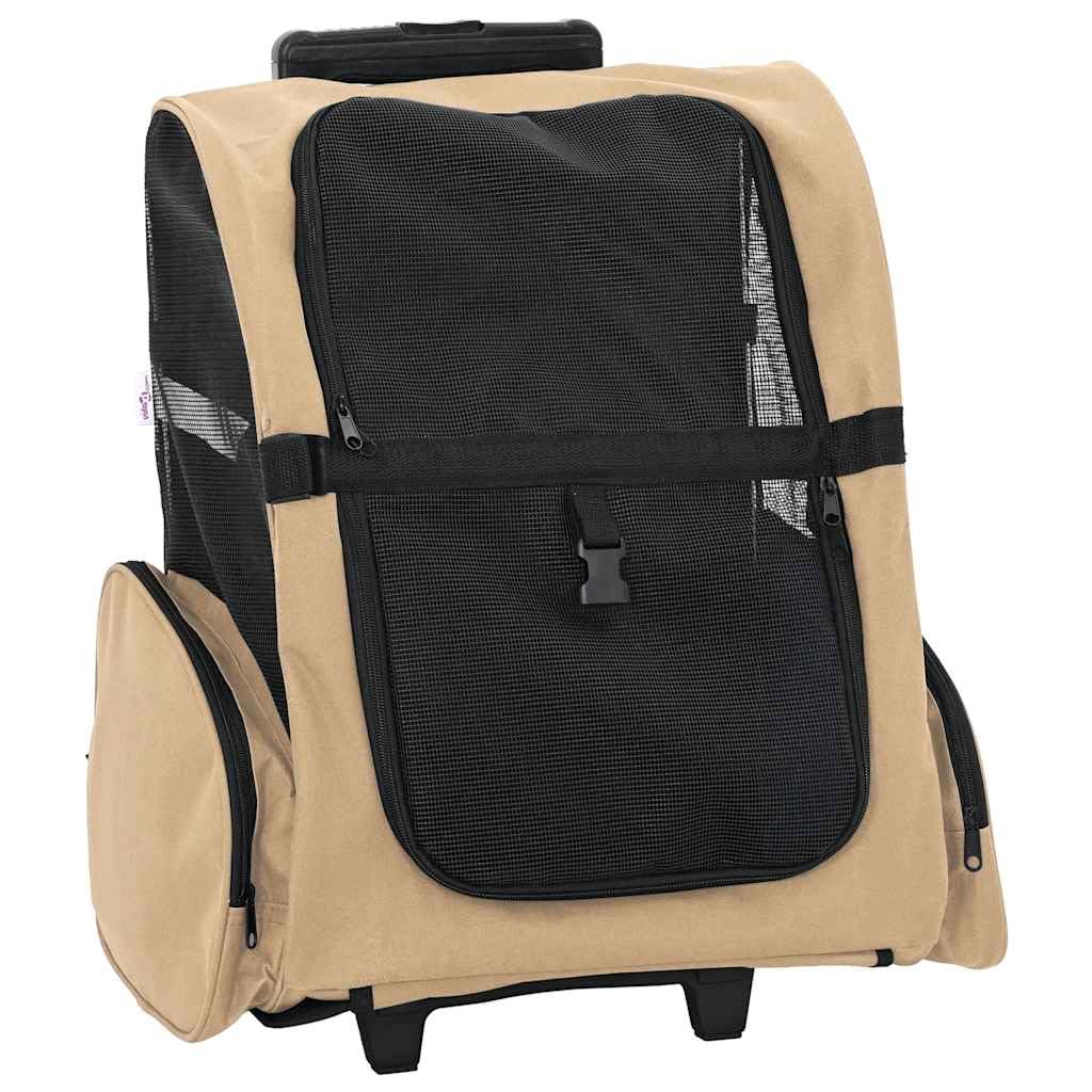 vidaXL Pet Trolley 3-in-1 Design Sand 48x32x(57-106) cm Oxford Fabric โ image 1