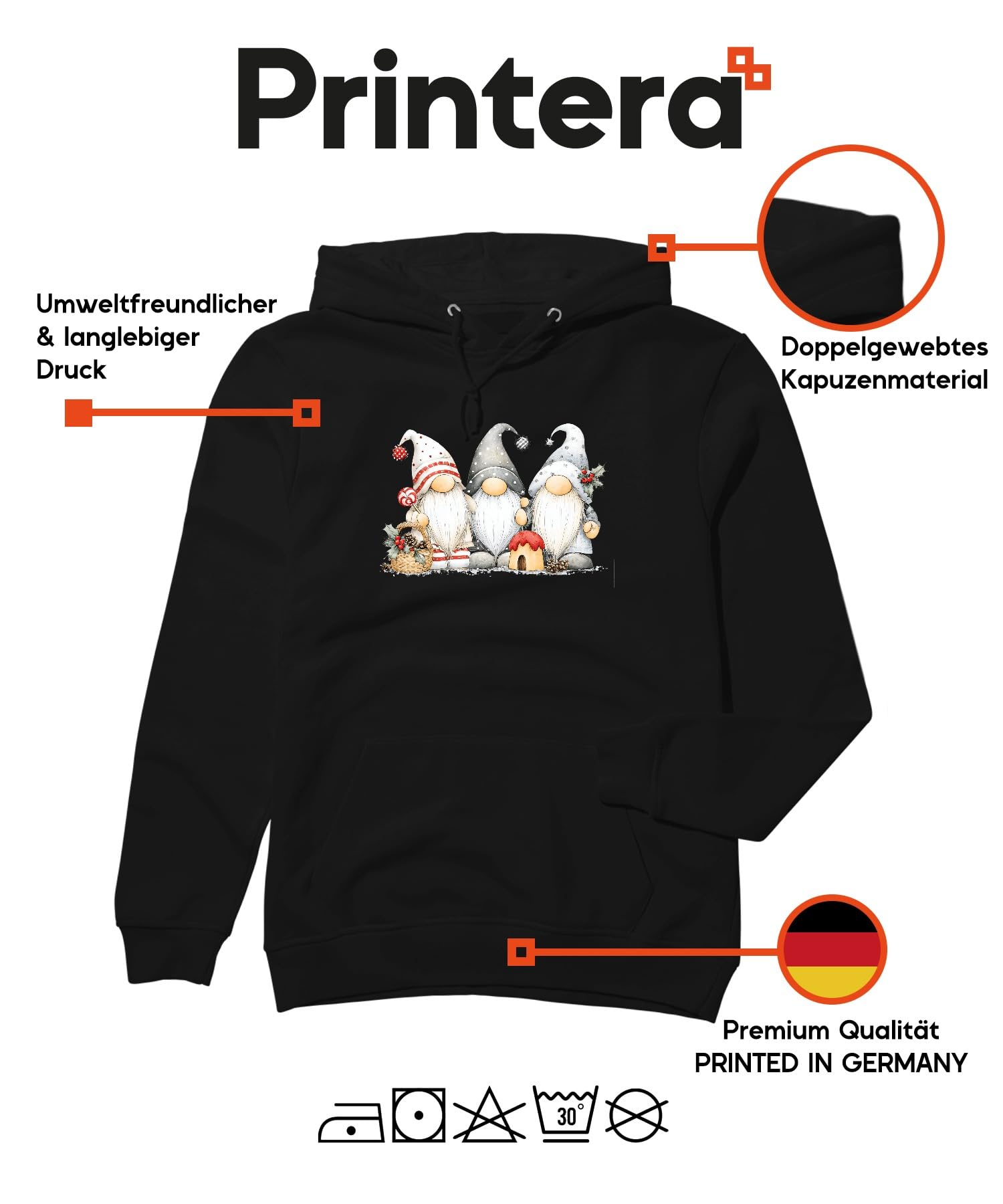 Świąteczny skrzat trio, skandynawski, uroczy prezent, uniseks bluza z kapturem