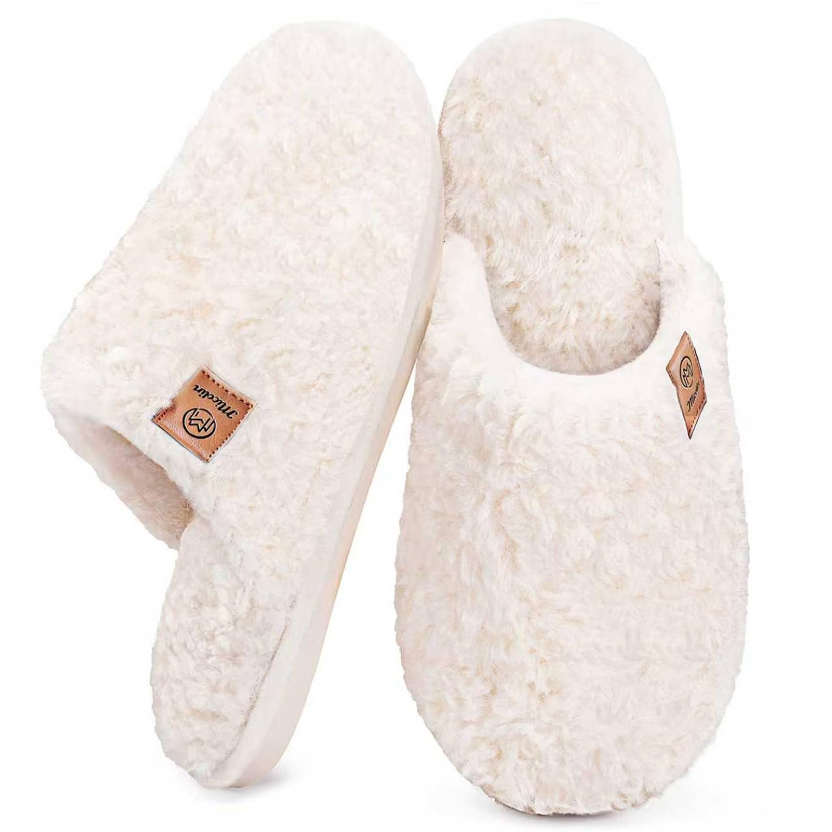 Misolin Hausschuhe Damen Winter Wärme Flauschige Memoryschaum Pantoffeln | Scuff Slippers, Weiche Bequeme Memory-Foam, Gemütlich Kunstalpaka, Rutschfeste Sohle, Indoor Outdoor