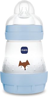MAM Easy Start Baby Bottle 160ml Anti Colic Bottle Mixed Breastfeeding Reduces Air Bubbles and Colic Self Sterilising Baby Accessories Size 1 Green