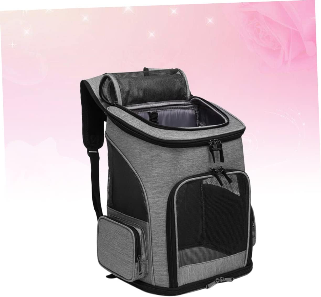 VANZACK 1Pc Foldable Pet Backpack for Dogs and Cats Casual Outdoor Travel Carrier Bag Breathable Grey Cat and Dog Backpack with Ventilation Portable Pet Storage