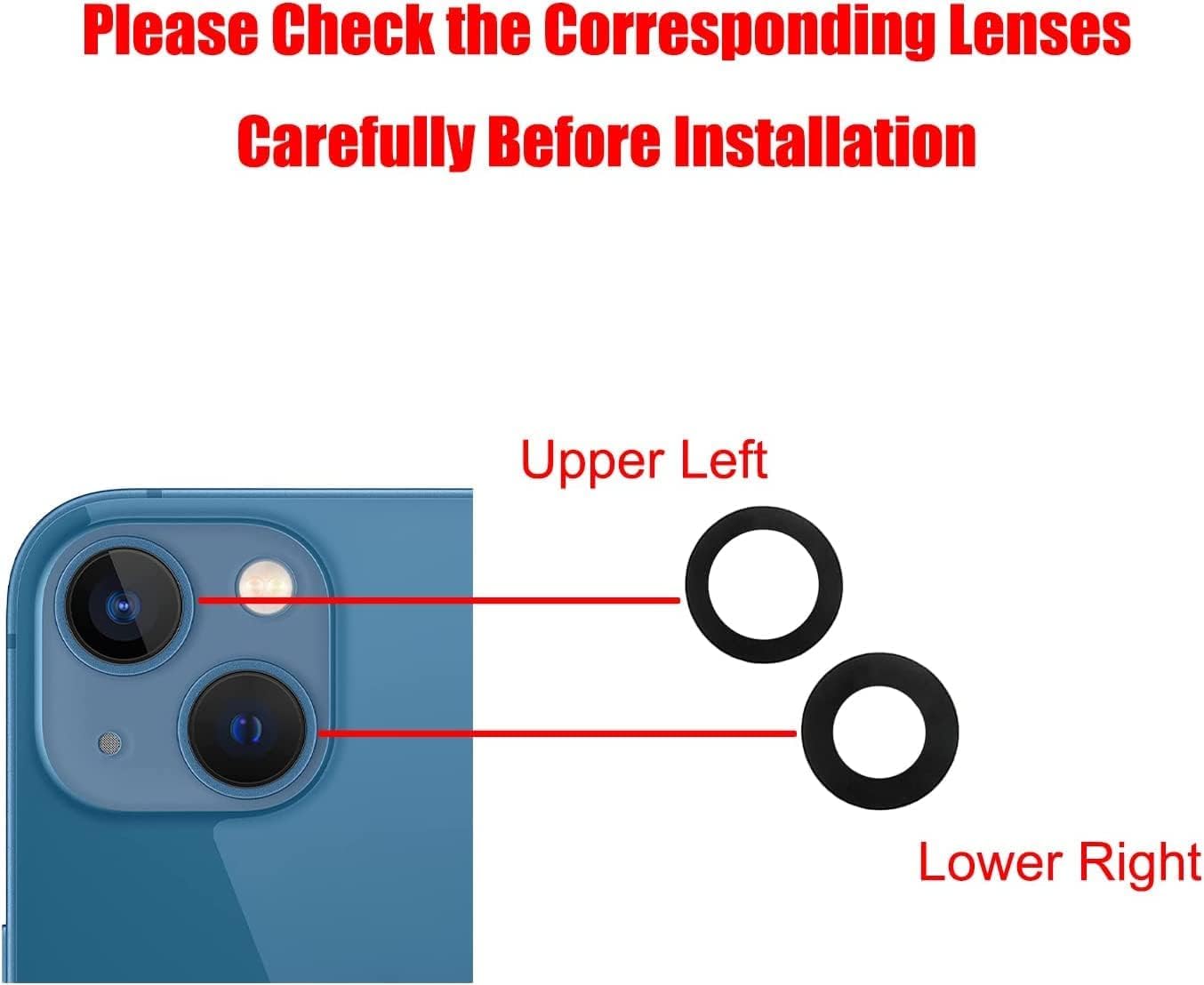 Lentille de Rechange pour Appareil Photo arrière pour iPhone 13/iPhone 13 Mini, Anti-Rayures et étanche, Coque arrière en Verre de Rechange avec et kit d'outils de réparation