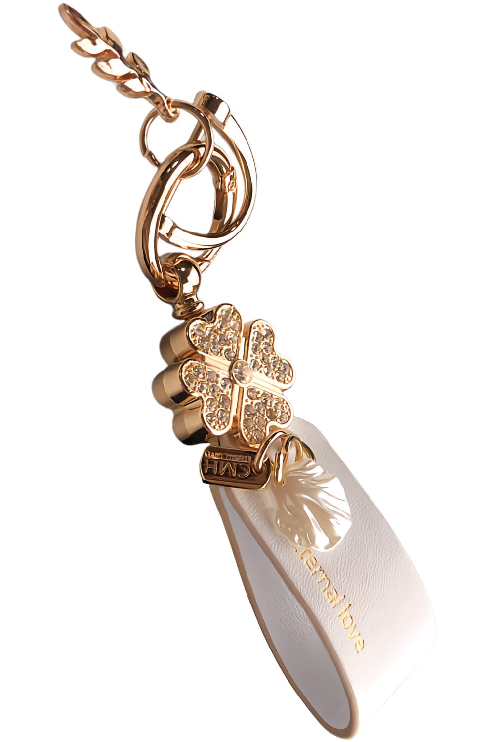 Amazon.co.jp: 四つ葉のクローバー キーホルダー 革 韓国 白 四葉 四つ  