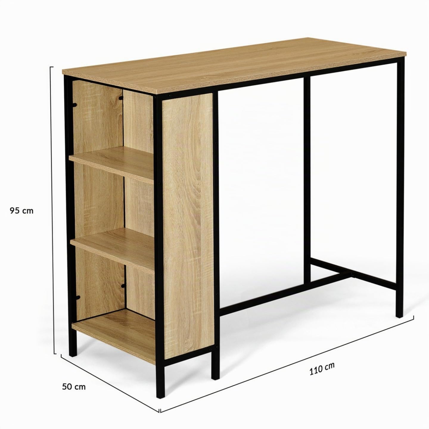 IDMarket - Juego de mesa de bar Detroit y 2 taburetes de diseño industrial