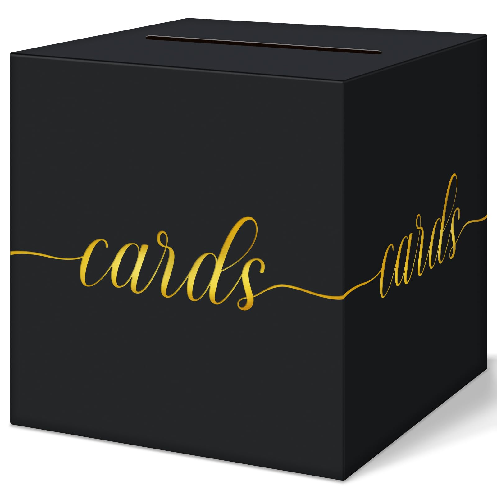 QIKSION Black Graduation Card Box, Gold Foil Gift Card Box for Party, Graduation, Wedding Reception, Birthday, Baby Shower, Raffle
