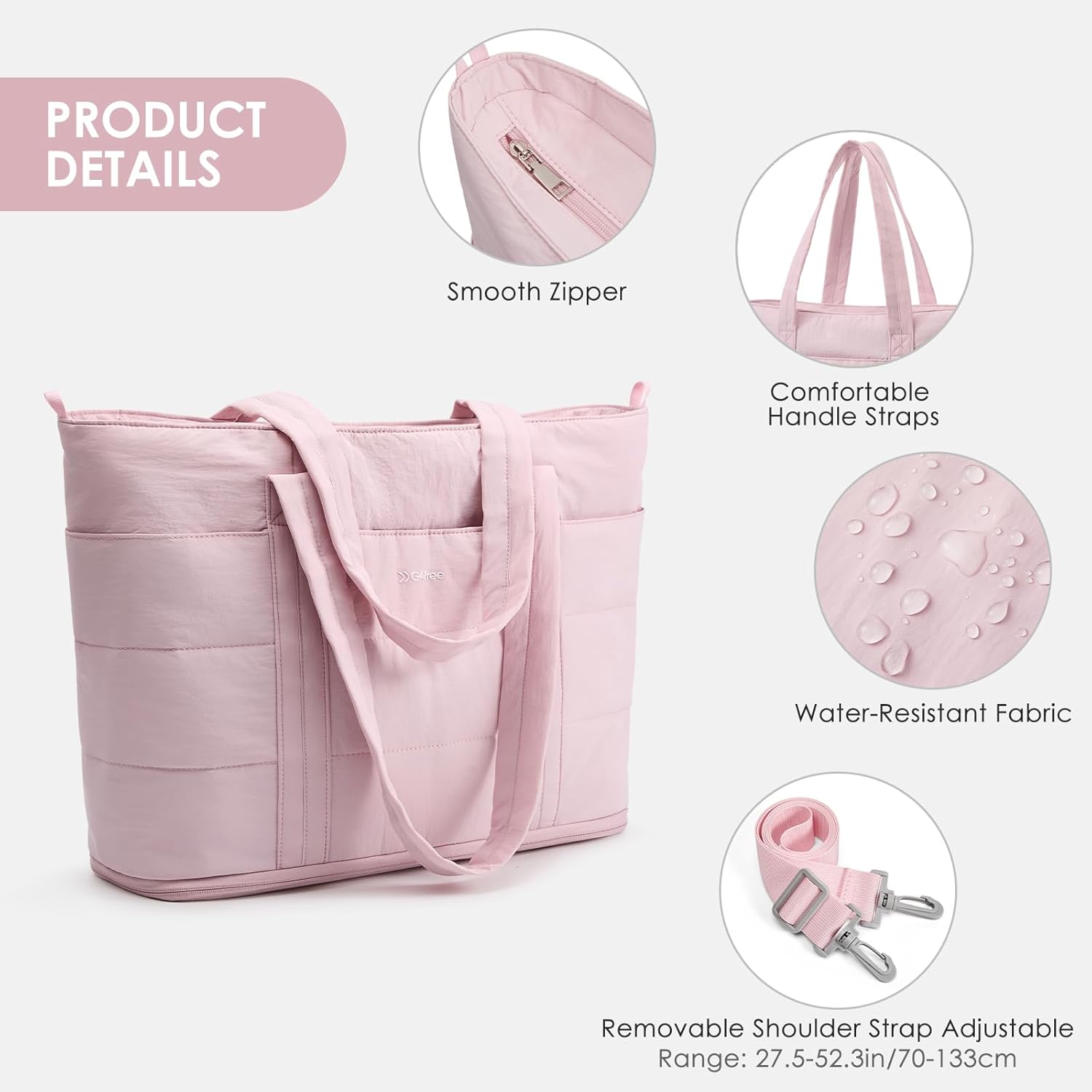 G4Free Tote Bag for Women,Puffer Work Bags with Zipper Compartments, Expandable Handbag for Travel Work Sport - Image 6