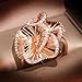 Hebelee CZ Camellia Flower Promise Ring for Women Rose Gold-Toned Crystal Wave Leaf Statement Band Rings Comfort Fit Elegant Wedding Birthday Party Jewelry Size 8 (Size 7)