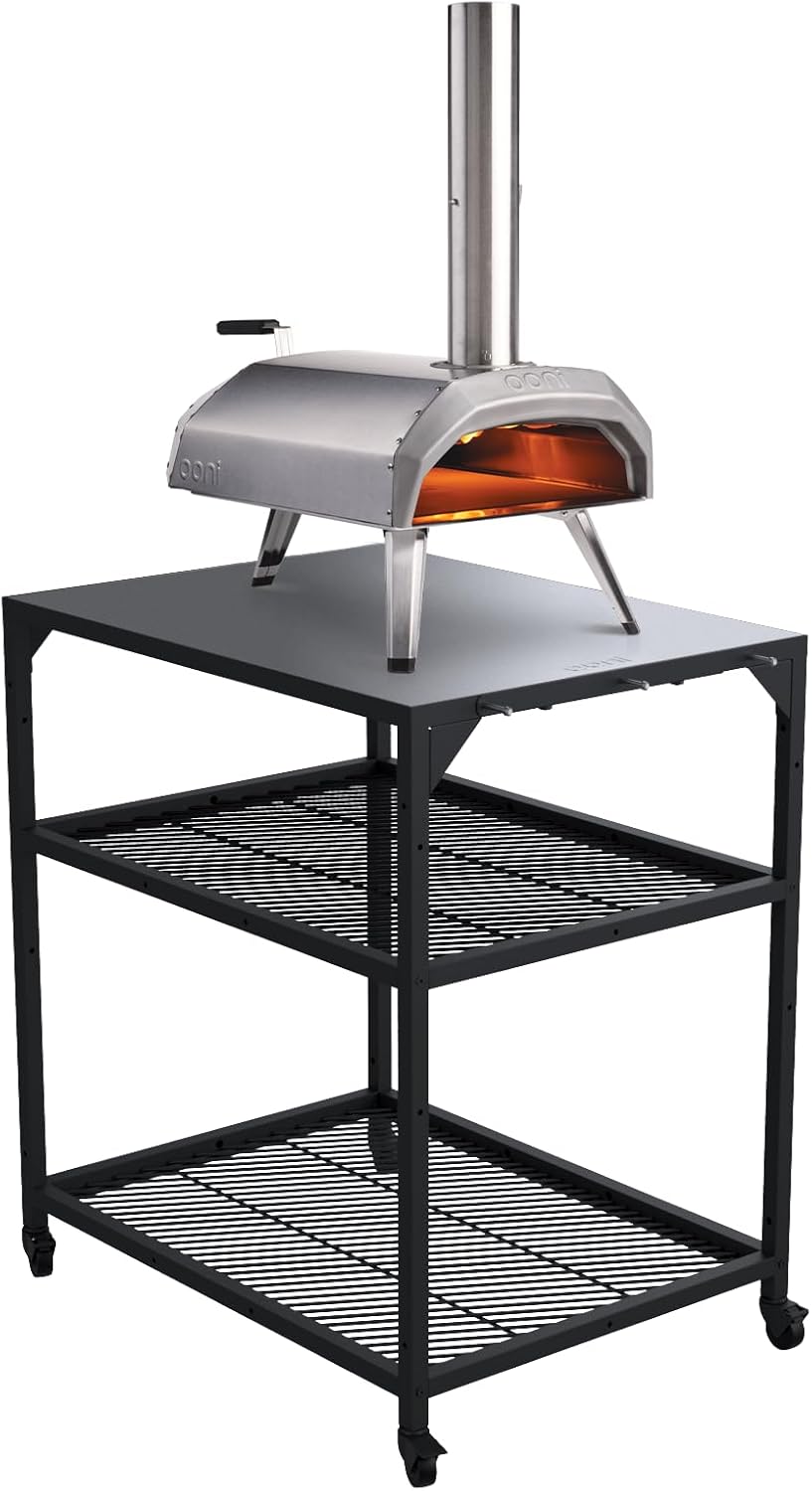 Ooni Karu 12 Multi-Fuel Outdoor Pizza Oven and Medium Modular Pizza Oven Table Bundle