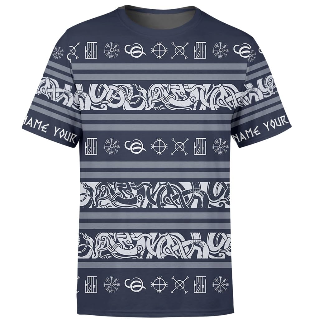 Viking Rune Hoodie Homme T-Shirt Manche Courte Imprimé 3D Sweat Celtique XXL