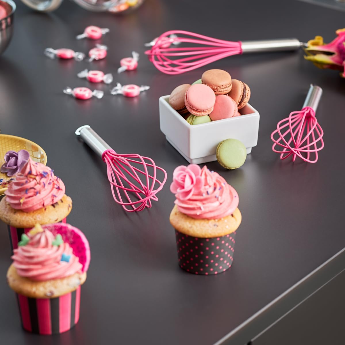 Pink Charity Whisk- SS with Silicon wire