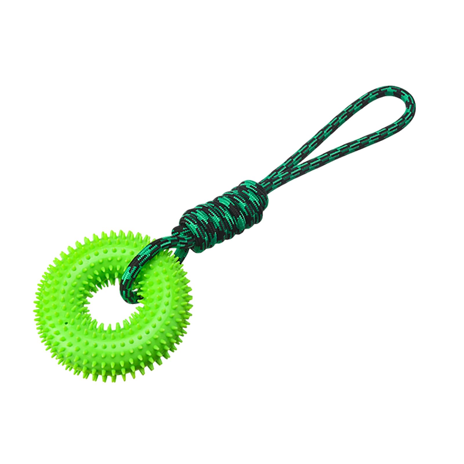 Dog Toys Squeaky Spiky Ring For Chewers Puppy Teething Toys With Rope For Boredom Interactive Training Ring For Small Medium Large Dogs Outdoor ByT251 (Green, 13cm) โ image 1