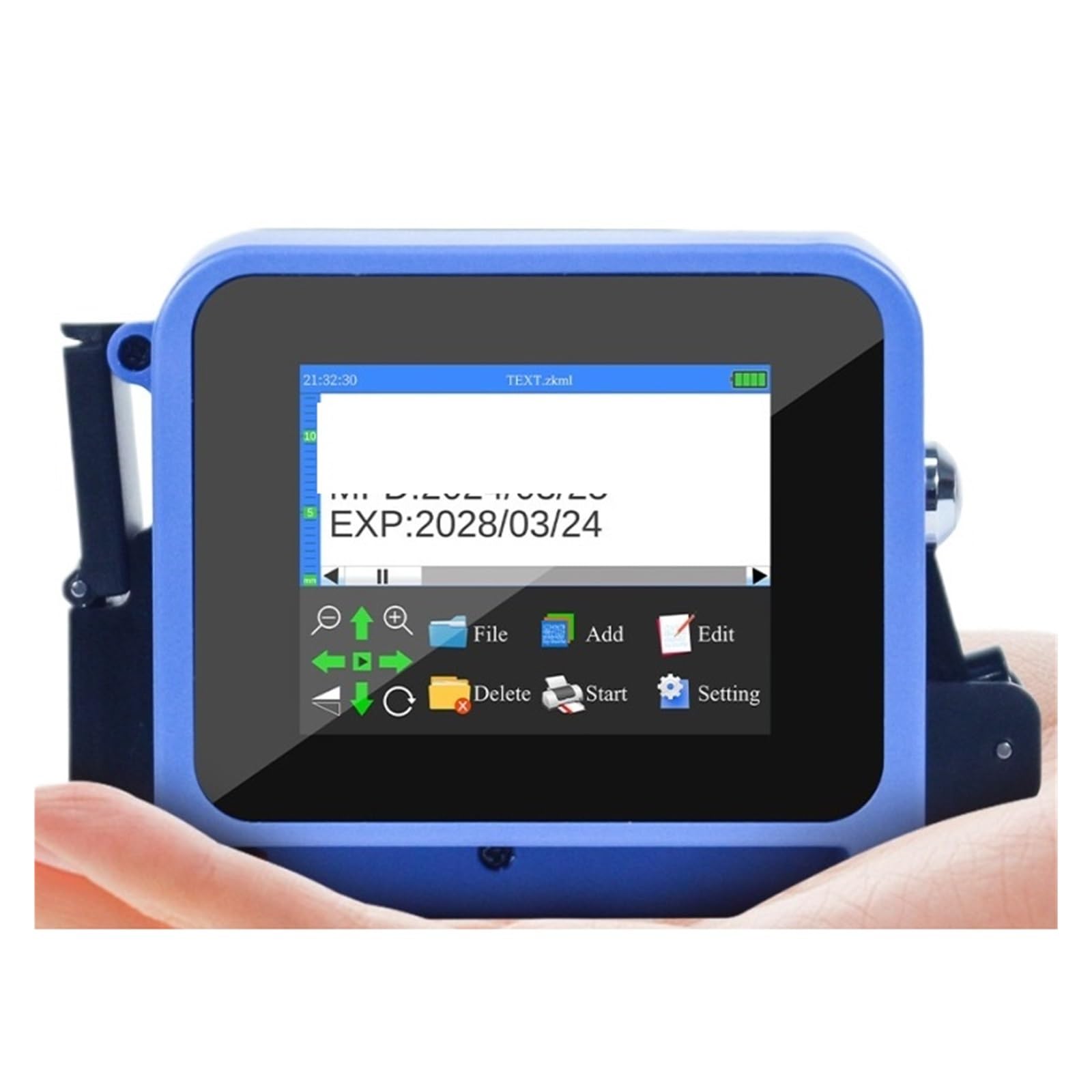MYUYEE Portable Mini Handheld Inkjet Printer 12.7Mm For Qr Barcode Batch Date Number Logo Expiry Date Coding Machine 28 Languages On Any Surfaces (Blue No Cartridge)