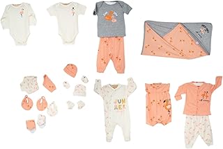 طقم من القطن مكون من 20 قطعة عليه طباعة فلامنجو للبنات من جوكي ام ام، متعدد الألوان، لعمر 3-6 أشهر