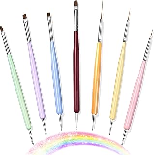 7PCS Nail Art Brushes, Nail Design Painting Brush Set with Nail Polish Brush, Nail Liner Brush, Nail Extension Gel Brush, Builder Nail Gel Brush, and Multi-Size Dotting Pens for DIY Nail Art