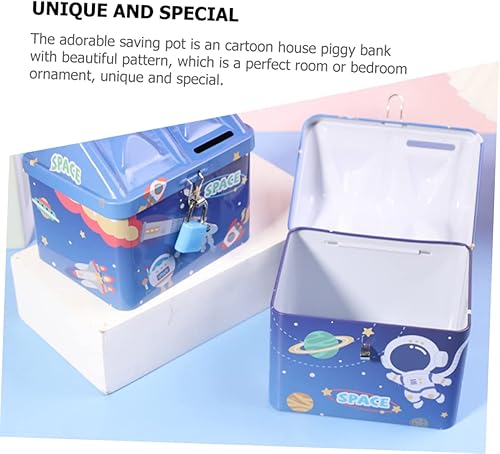 Miniatura 9 de ERINGOGO Caja de 2 piezas de alcancía de juguete educativo para decoración del hogar, banco de monedas de metal, hojalata, banco de monedas,