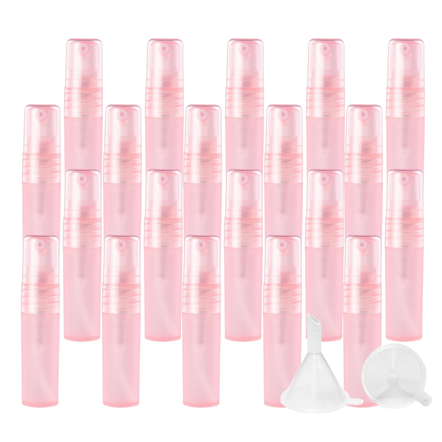 100 Piezas 3ml Mate Rosa Recargable Botellas de Spray de Niebla Fina Botella de Spray Vacías Plástico, para Perfumes Cosméticos Viajes Rellenables y + 2 x Embudo