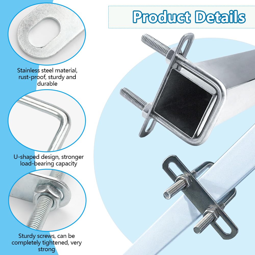 6 Bulloni A U M8 40x100mm In Acciaio Inox - Con Dadi E Rondelle