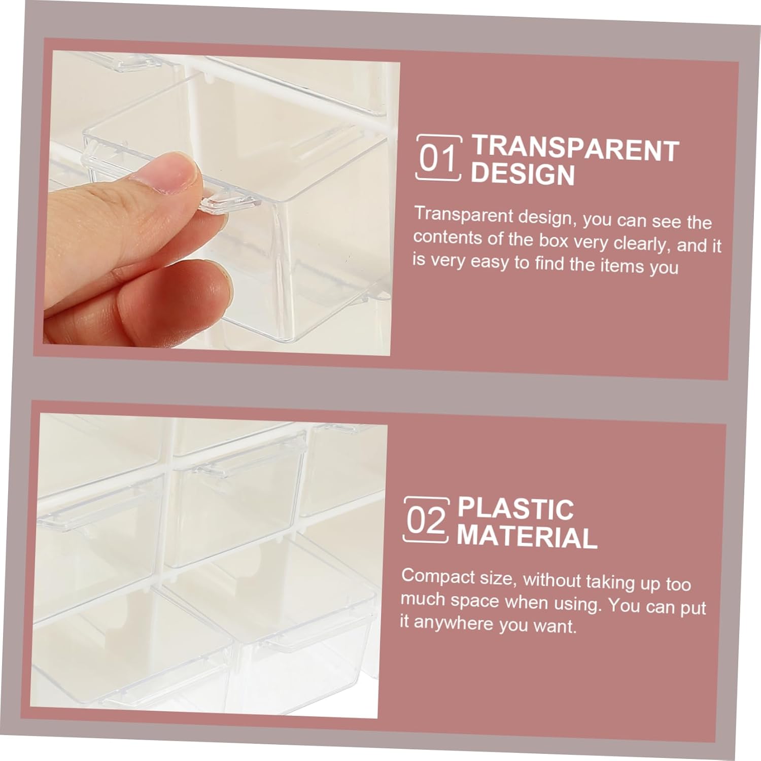 TEHAUX 4pcs Multi-purpose Drawer Storage Box Compartment Bead Holder Earring Container Item Case for Jewelry Diy Crafts