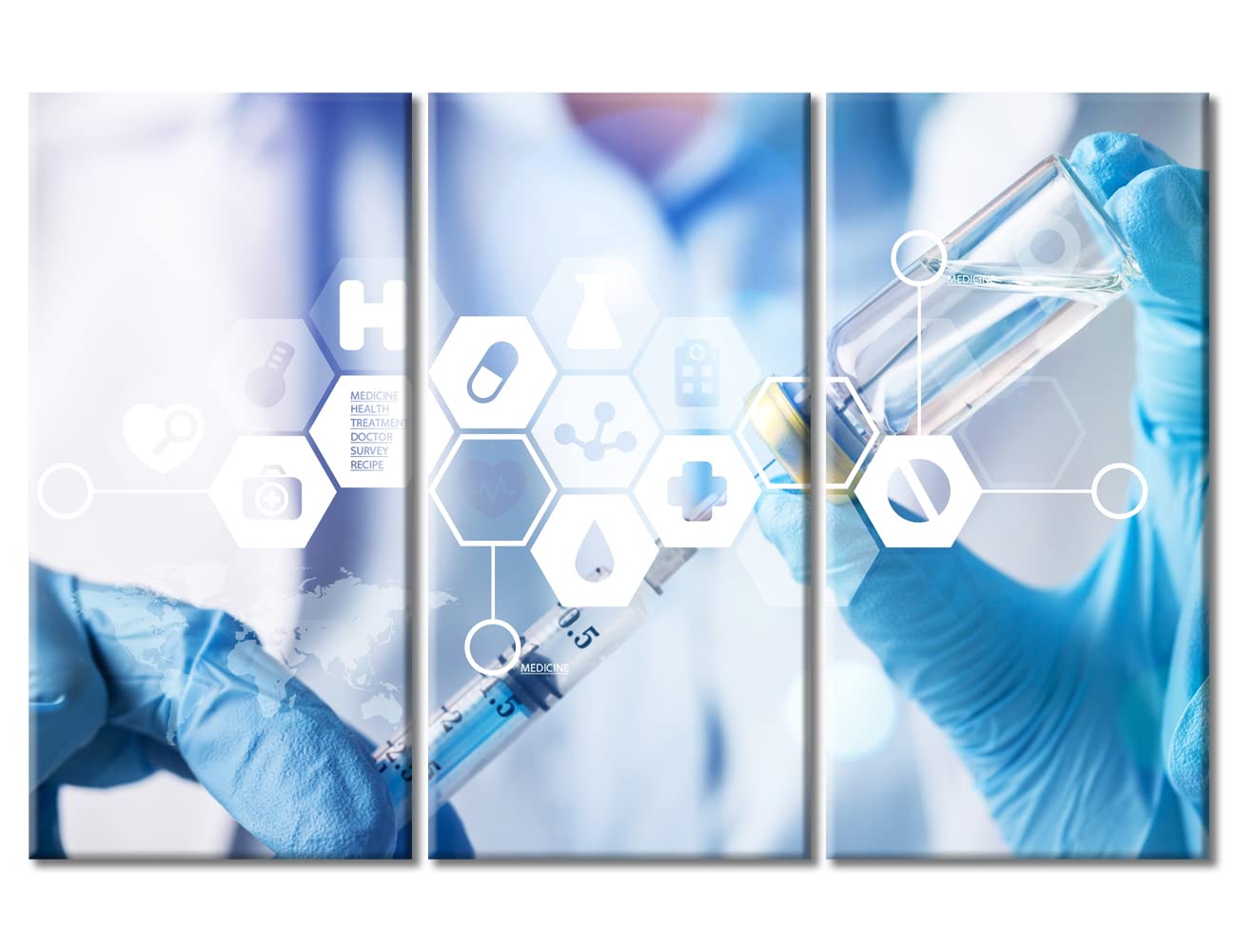 TUMOVO 3 Piece Young Scientist Poster Canvas Wall Art Medical Pictures Wall Decor for Bedroom Clinical Laboratory Artwork Wall Art Framed Ready to Hang (42" Wx28 H)