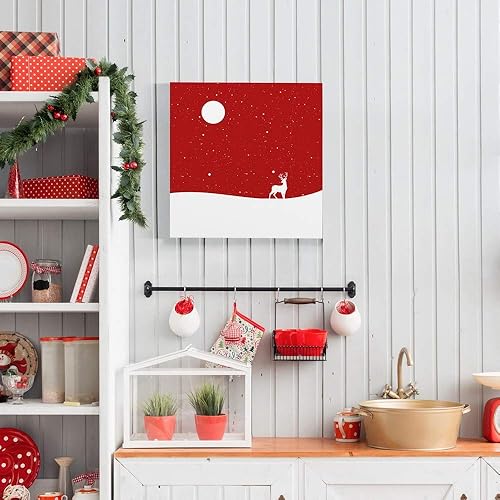 Miniatura 5 de Renditions Gallery Noche estrellada (1) arte de pared, decoraciones de Navidad e invierno, decoración de reno blanco y rojo, decoración en lienzo de