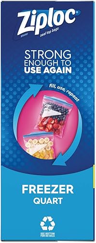 Miniatura 3 de Ziploc 314444 Bolsas de congelador con doble cremallera, 1 cuarto de galón, 2.7 mil, 6.97 pulgadas x 7.7 pulgadas, transparente, 9cartón
