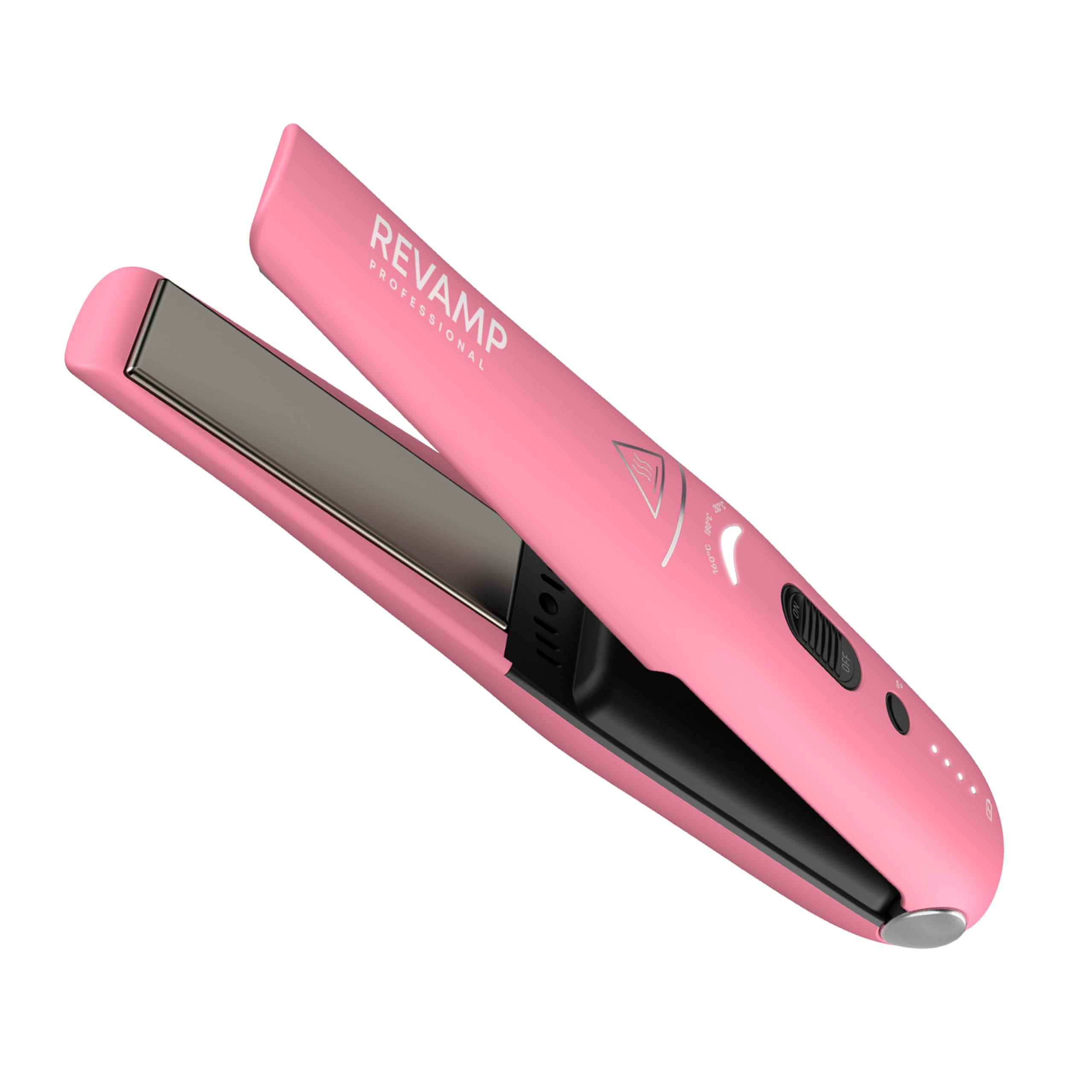 REVAMP Progloss Liberate Compact, Piastra per Capelli Compatta in Ceramica Cordless con Tecnologia Ionica, Infusa con Oli Liscianti Anticrespo, Temperatura 160°C-210°C, Rosa