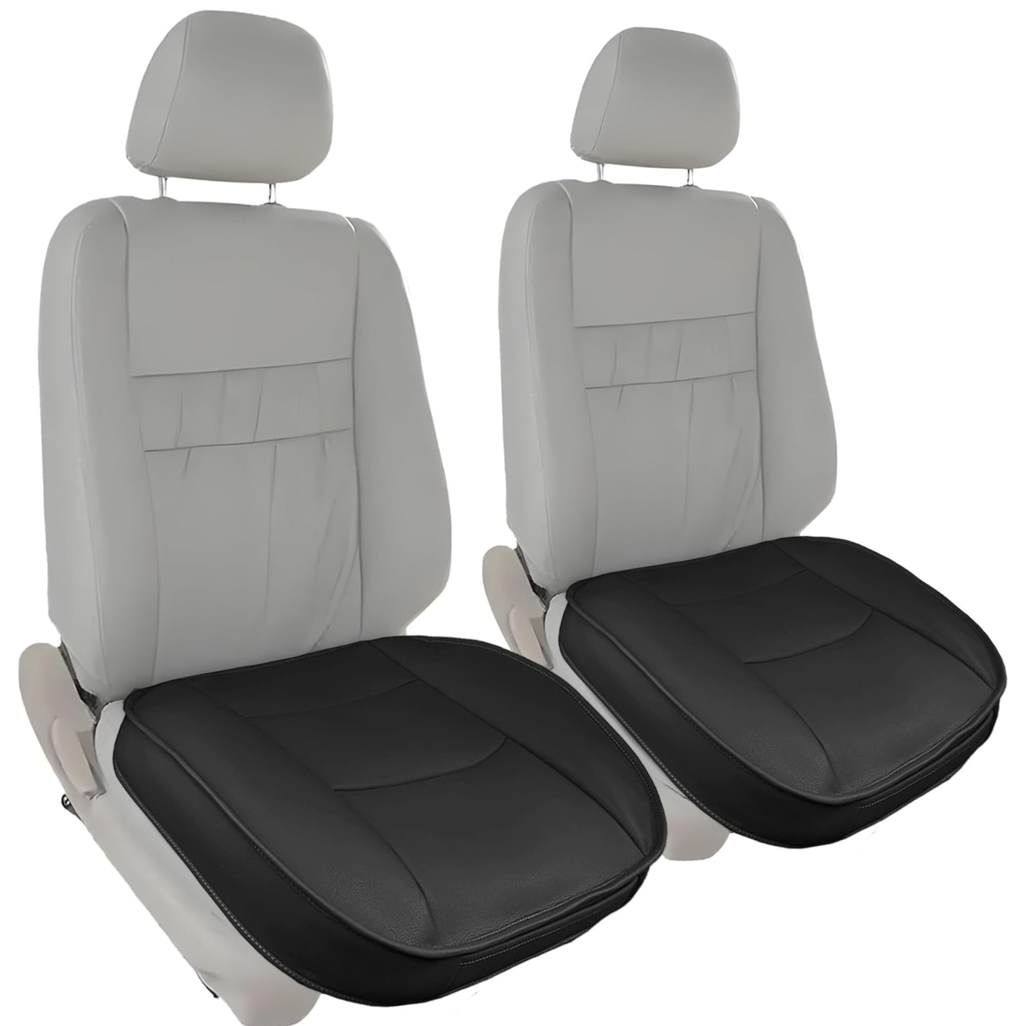SUQ 2PCS Copertura Sedile Anteriore, Premium PU Copertura Sedile Dell'Automobile, Impermeabile Cuscino Sedile Dell'Automobile, Protezione Cuscino Sedile per Maggior Parte Veicolo, Nero