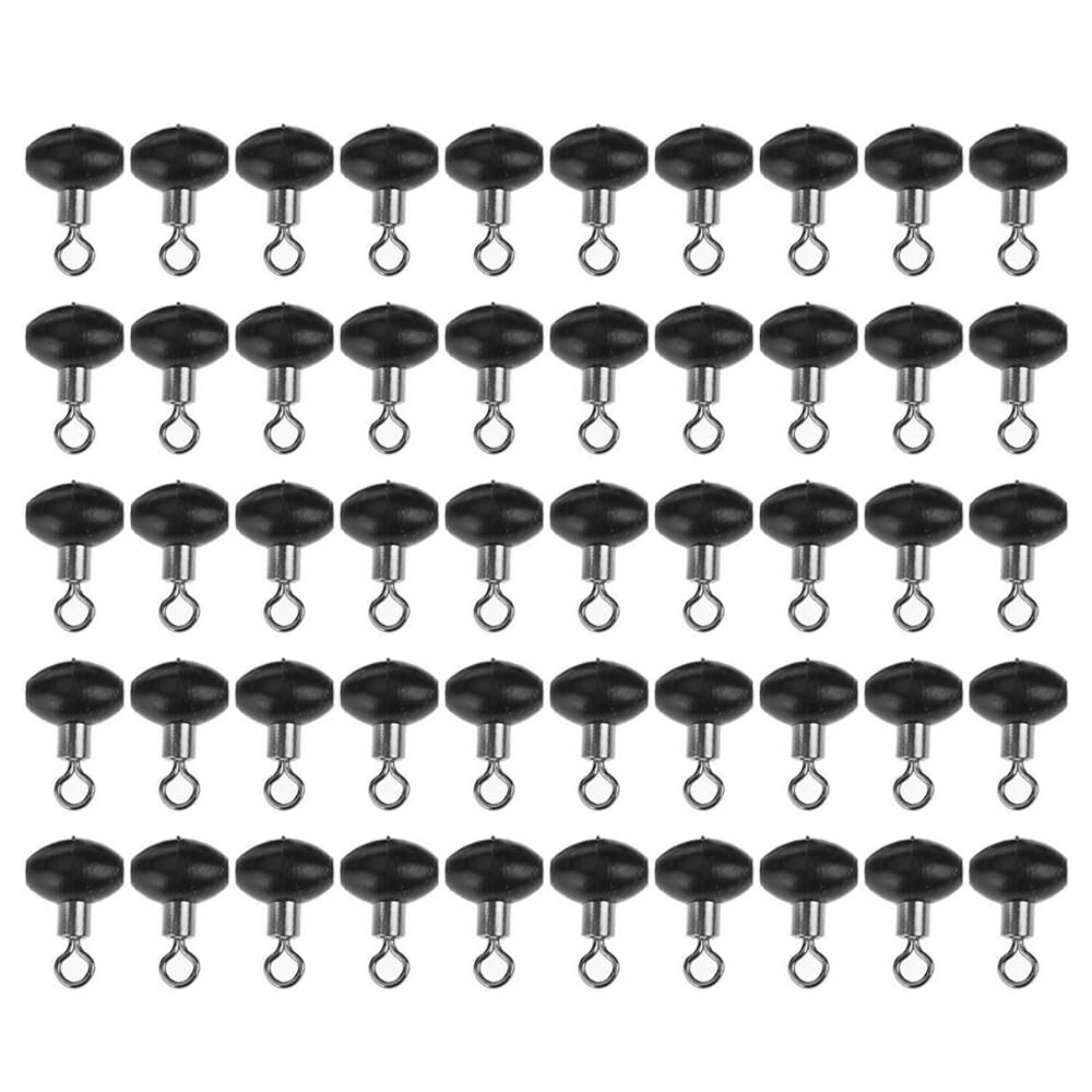 Muiltvoe 50 Pack Fishing Rolling Swivel Slider Bead Pulley Beads Fishing Tackle Zip Sliders Bead Swivel Connector(Black 12x16mm)