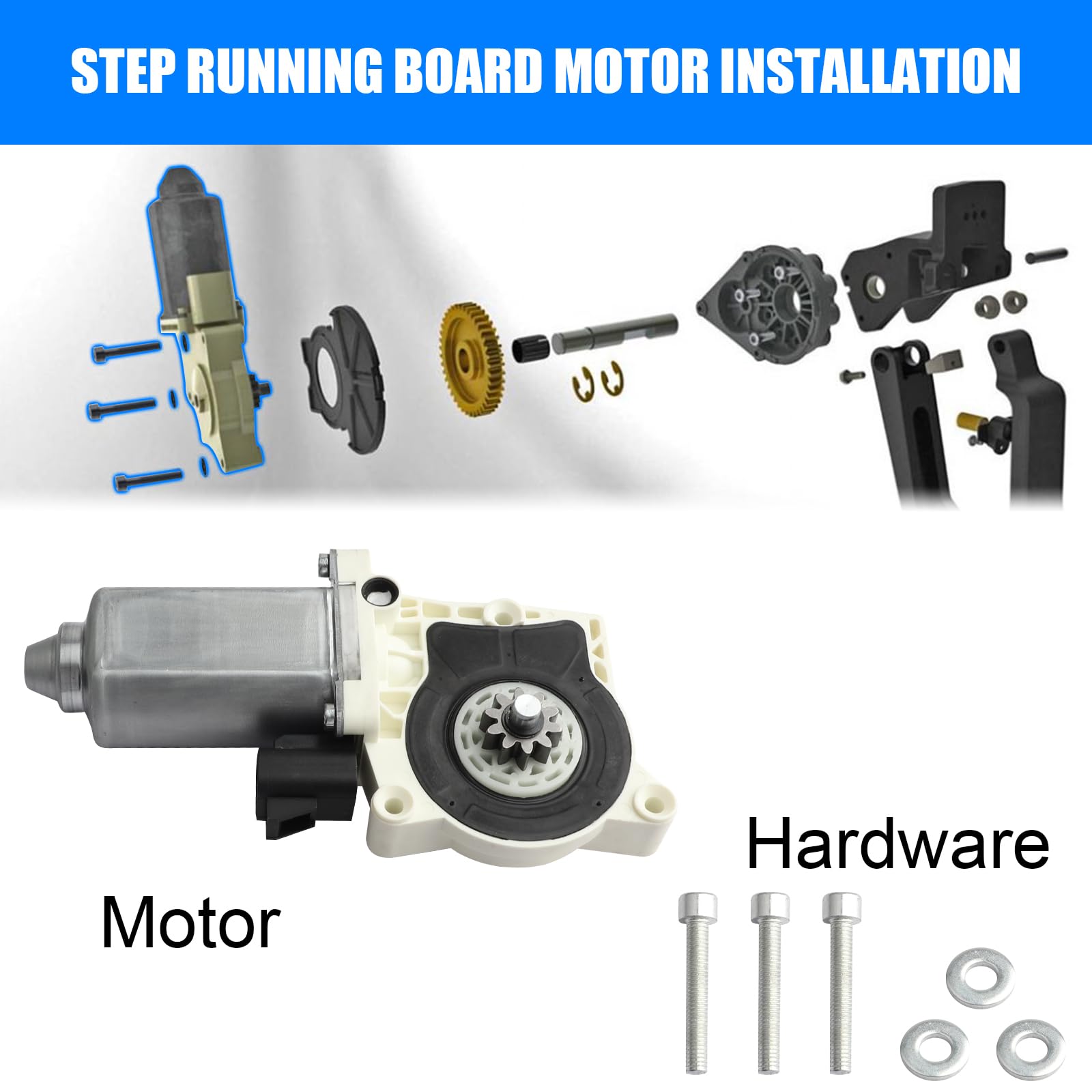 Replacement Electric Side Step Motor - Compatible With AMP Research, Ford, GM, Dodge, Hummer (A10049-113, 80-03129-90)
