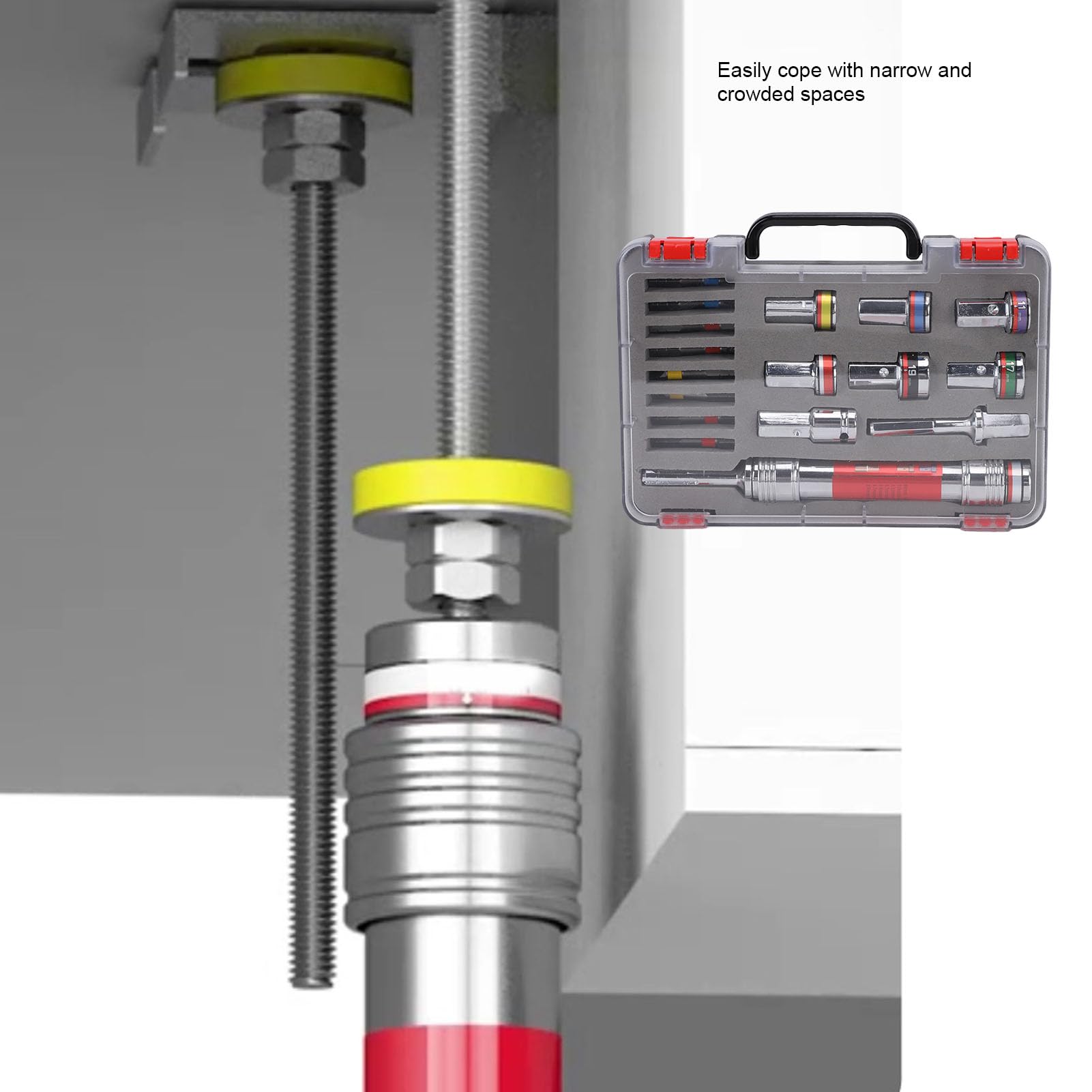 Kadimendium Zestaw Nasadek Sześciokątnych 8 Mm i Zestaw Bitów Trwałe Przedłużenie Wiertła Udarowego do Ciężkich zadań Przy Montażu Mebli Szafkowych