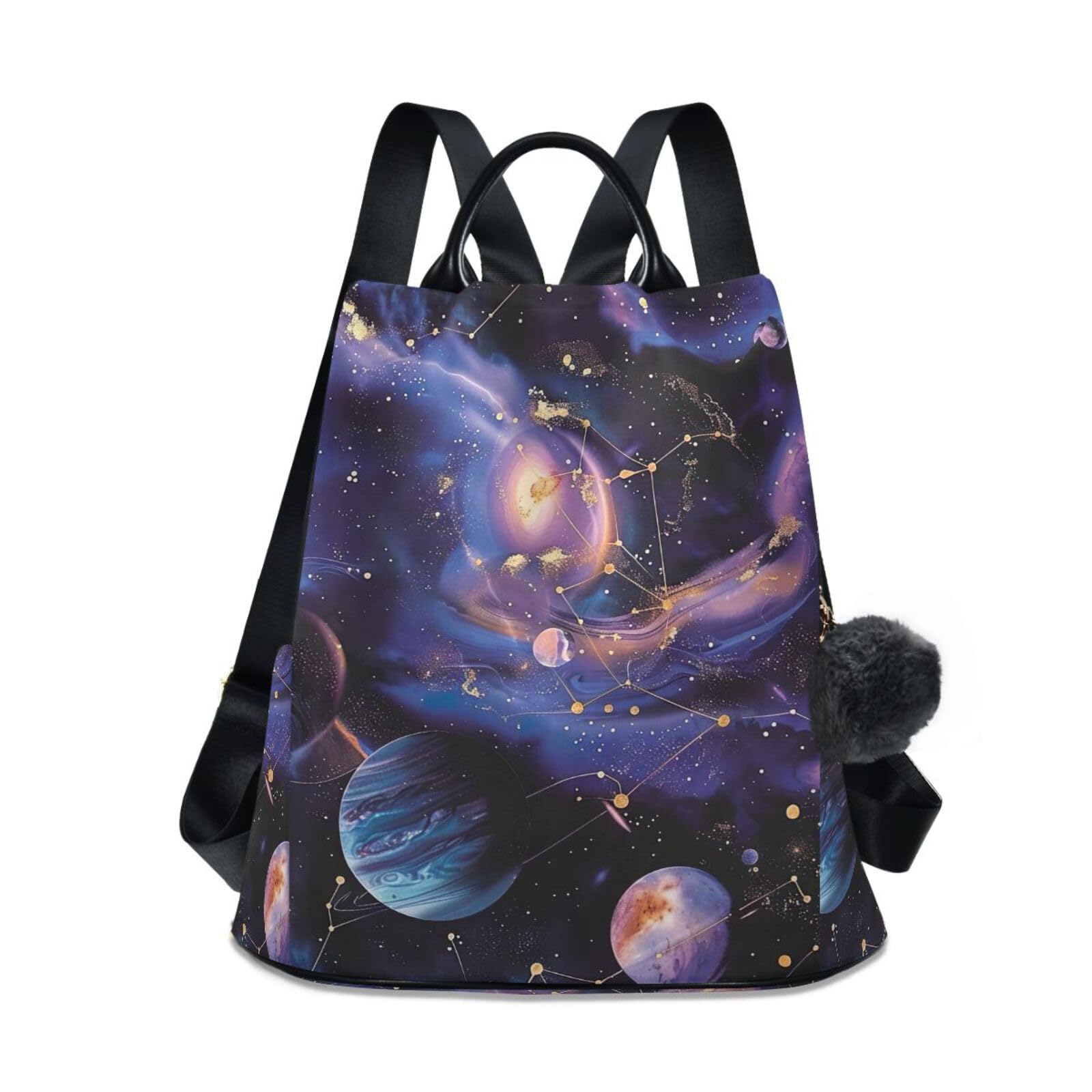 Mochila morada para mujer Galaxy Planets de estilo antirrobo 8