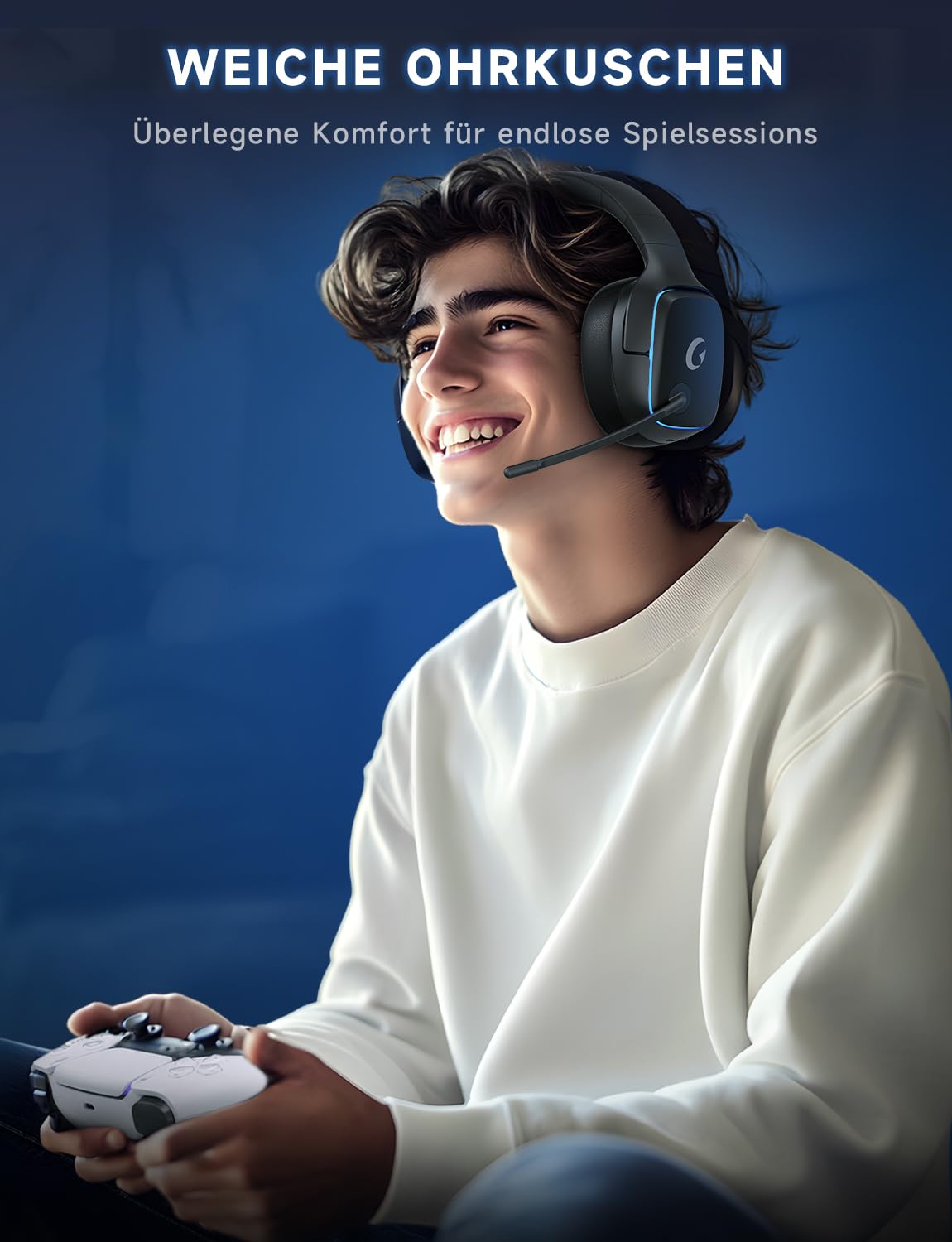 Gvyugke Wireless Gaming Headset für PC, PS5, PS4, Mac, Switch, PS5 Headset Kopfhörer Kabellos Bluetooth 5.3, 2.4GHz Wireless Headset mit Mikrofon, 7.1 Surround Sound, 70 Stunden, RGB Lichter