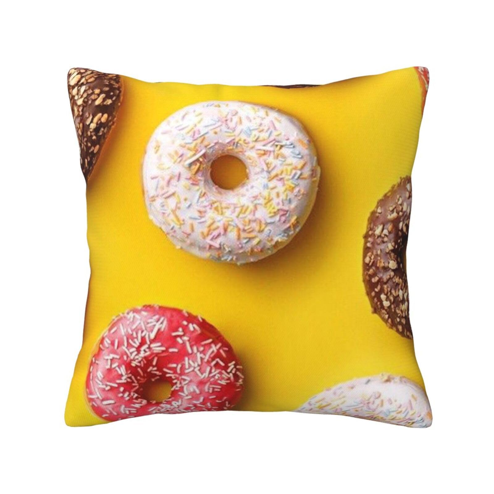 FFSHKOWE Doughnut Decorative Throw Pillow Cover Double-Sided Printed Cushion Cover for Sofa Couch Bed Chair 40 x 40cm