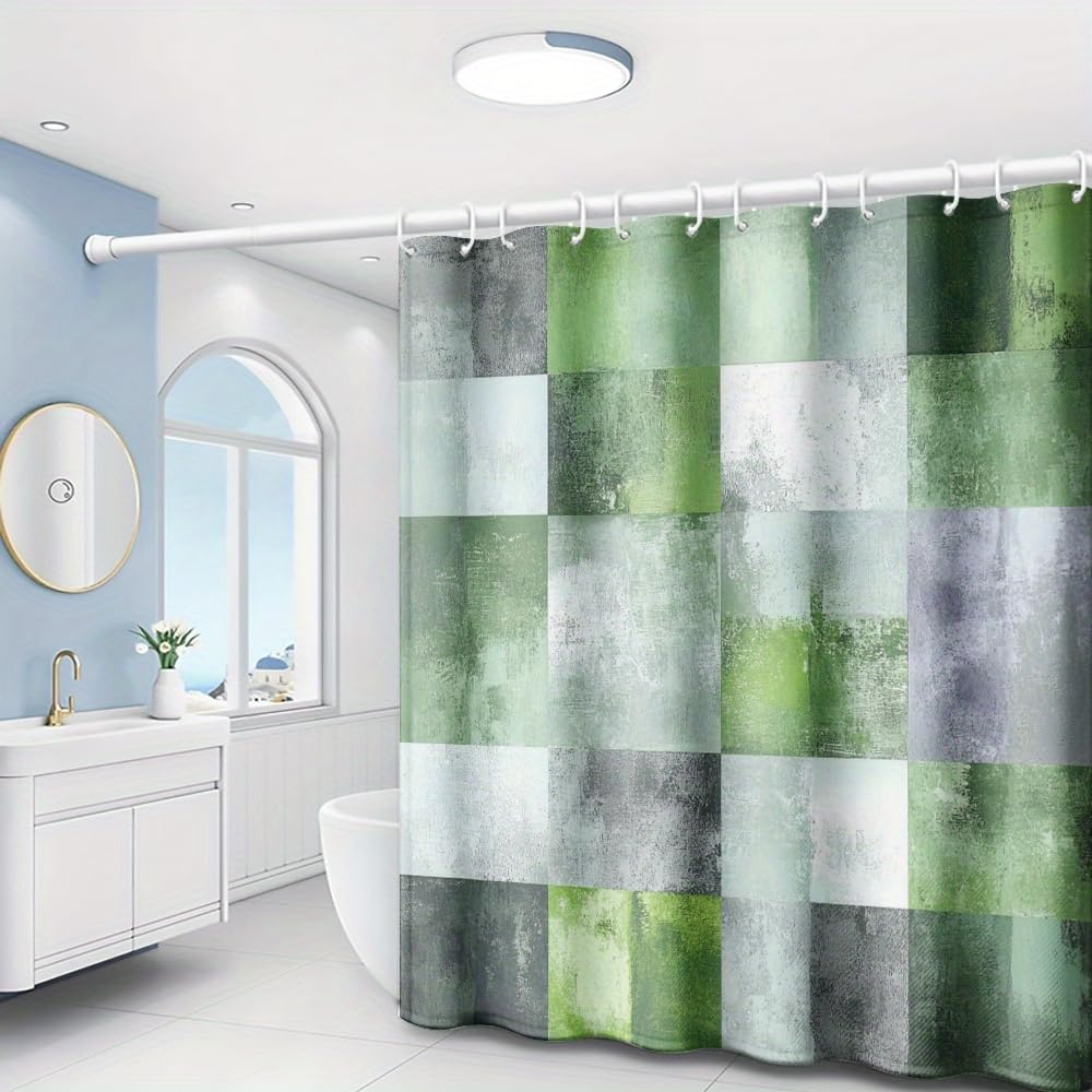 Rideau de douche moderne anti-éclaboussures 170 x 220 cm avec anneaux inclus