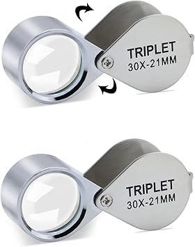 30X Jewelers Loupe Magnifier 2 Pcs Foldable Pocket Magnifying Glass